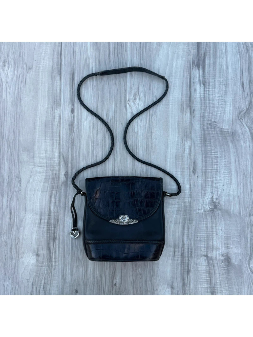 Brighton Black Leather Crossbody Bag
